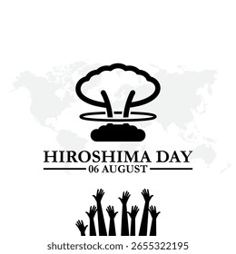 Día de Hiroshima celebrado el 06 de agosto, Día de Hiroshima ilustración de archivo editable y Plantilla de redes sociales, archivo eps. Ilustración vectorial Hiroshima Concepto mínimo del día de recuerdo de Nagasaki.