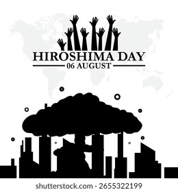 Hiroshima Day held on 06 August, Hiroshima Day editable stock illustration and social media template, eps file. Vector illustration Hiroshima Nagasaki remembrance day minimal concept.