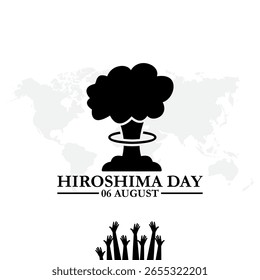 Día de Hiroshima celebrado el 06 de agosto, Día de Hiroshima ilustración de archivo editable y Plantilla de redes sociales, archivo eps. Ilustración vectorial Hiroshima Concepto mínimo del día de recuerdo de Nagasaki.