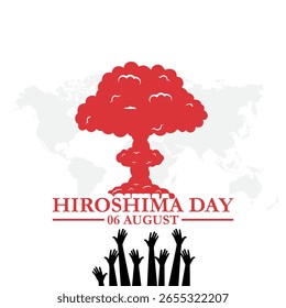 Dia de Hiroshima realizada em 06 de agosto, ilustração de stock editável Dia de Hiroshima e modelo de mídia social, arquivo eps. Ilustração vetorial Hiroshima Nagasaki Dia da Memória Conceito mínimo.