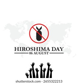 Hiroshima Day held on 06 August, Hiroshima Day editable stock illustration and social media template, eps file. Vector illustration Hiroshima Nagasaki remembrance day minimal concept.