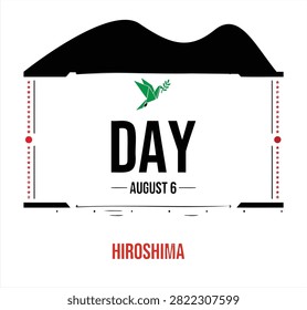 Hiroshima day remembrance, august 6, peace dove origami, symbol, memorial, mountain silhouette.