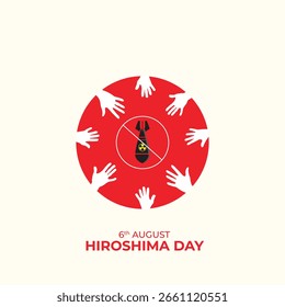 Hiroshima Day remembrance day. design honoring peace and humanity. Ideal for awareness posts, the August 6th illustration, and global anti-war messages.