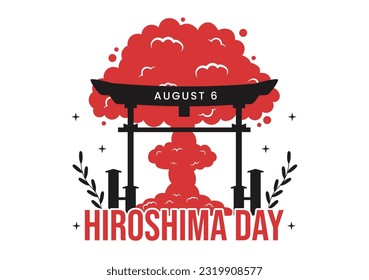 Hiroshima Day Vector Illustration on 6 August with Peace Dove Bird and Nuclear Explosion Background in Flat Cartoon Hand Drawn Templates