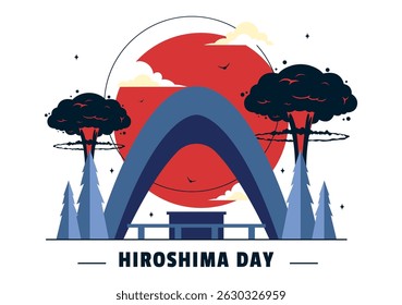 Hiroshima Day Vector Illustration on August 6, featuring a Peace Dove Symbolizing Peace and a Nuclear Explosion to Commemorate the Historical Event