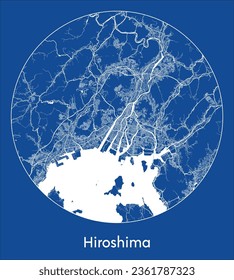 Hiroshima Japan Asia City Map blue print round Circle vector illustration