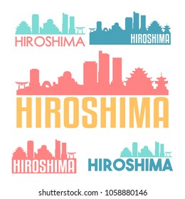 Hiroshima Japan Flat Icon Skyline Vector Silhouette Design Set Logos.