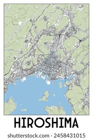 Hiroshima, Japan map poster art