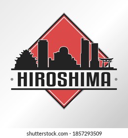 Hiroshima, Japan Skyline Logo. Adventure Landscape Design Vector Illustration.
