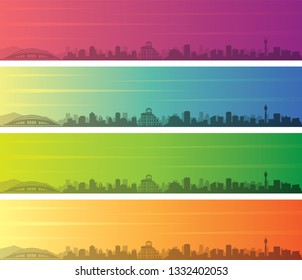 Hiroshima Multiple Color Gradient Skyline Banner