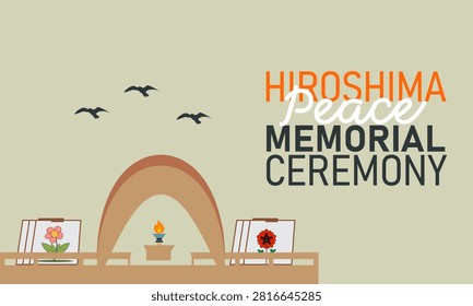 Hiroshima Peace Memorial Ceremony. Vector illustration with Memorial Memorial icon. celebrated in August. Perfect for banners, posters,card,background,Header design, social media.