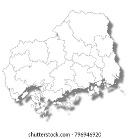 Hiroshima Prefecture Map White Icon