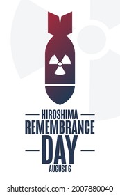 Día del Recuerdo de Hiroshima. 6 de agosto. Concepto de vacaciones. Plantilla para fondo, banner, tarjeta, afiche con inscripción de texto. Ilustración del vector EPS10