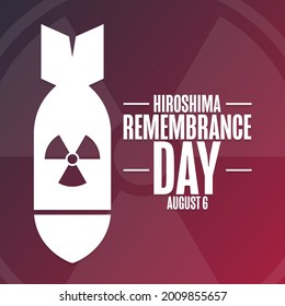 Hiroshima Remembrance Day. August 6. Holiday concept. Template for background, banner, card, poster with text inscription. Vector EPS10 illustration