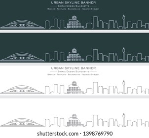 Hiroshima Single Line Skyline Banner