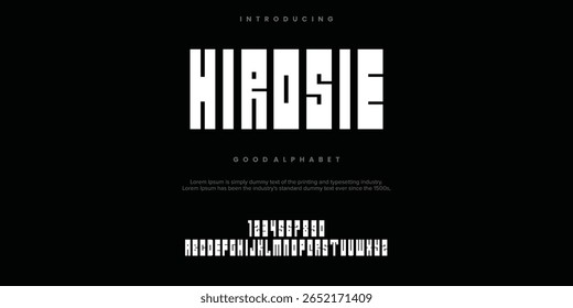 Hirosie Modern fontes de alfabeto abstratas mínimas. Tipografia fonte criativa. ilustração vetorial