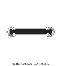 his elegant black and white floral design is ideal for decorative borders, logos, or vintage-inspired graphic designs, featuring intricate detailing and curved leaves