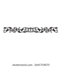 his elegant black and white floral design is ideal for decorative borders, logos, or vintage-inspired graphic designs, featuring intricate detailing and curved leaves