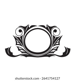 his elegant black and white floral design is ideal for decorative borders, logos, or vintage-inspired graphic designs, featuring intricate detailing and curved leaves