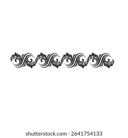 his elegant black and white floral design is ideal for decorative borders, logos, or vintage-inspired graphic designs, featuring intricate detailing and curved leaves