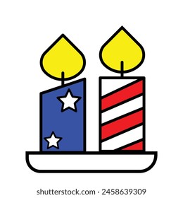 his flag is made in the candle .4th of july.vector design .Independence Day .Us.in white background 