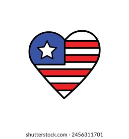 His flag is made in  heart .4th of july.Independence Day .Us.vector design .in white background 