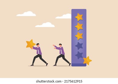 His friend stole the star rating so his company rating fell. Product Rating Concept. Flat vector illustration isolated. 