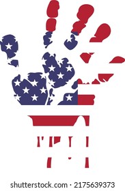 His Is A Hand Illustration With An American Flag Background, It Can Be Used For T-shirt Screen Printing