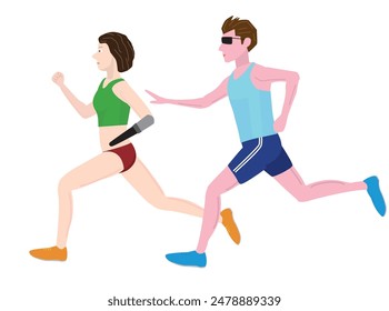 his is an illustration of a person with a disability participating in the universal relay.