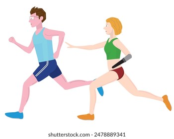 his is an illustration of a person with a disability participating in the universal relay.