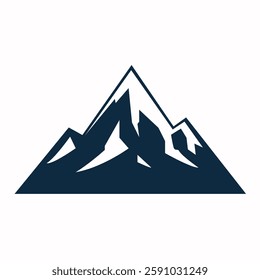 his image features a stylized graphic of a mountain range in dark blue with sharp, angular peaks. The white areas represent snow or highlights on the peaks, adding a sense of depth and texture.