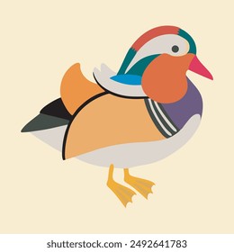 Su Vector de pato mandarín es una ilustración gráfica de alta calidad que captura la belleza de este pájaro colorido en detalle intrincado.