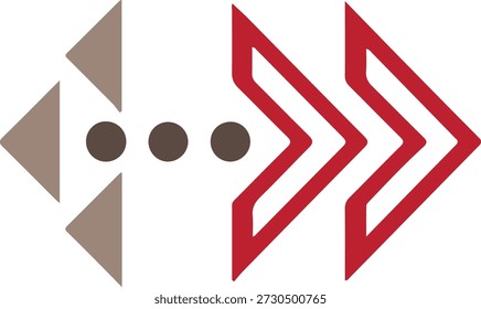 Diese minimalistische Grafik stellt eine gestraffte Reise von Anfang bis Ende durch saubere geometrische Formen dar. Es beginnt mit einem "Ursprungsdreieck" auf der linken Seite, übergeht durch eine zentrale Ellipse, die einen Prozess in Bewegung bedeutet, und gipfelt in doppelten Chevrons, die einen schnellen Vorwärtsimpuls darstellen. Das gesamte Design fungiert als visuelle Metapher für einen technologiegetriebenen Workflow oder die Beschleunigung einer Idee zu einem Endergebnis.