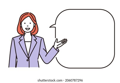his is a simple illustration of a businesswoman giving an explanation.It is a vector data which is easy to edit.