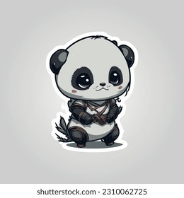 his sticker showcases an adorable depiction of a fierce and brave female panda warrior. With her determined expression and martial arts poses, she embodies strength and cuteness.