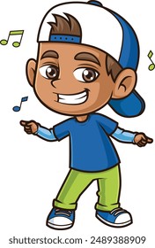 Hispanic boy dancing vector illustration