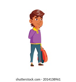 hispanic boy lose yourself on street cartoon vector. hispanic boy lose yourself on street character. isolated flat cartoon illustration