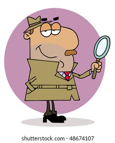 Hispanic Cartoon Investigator Man