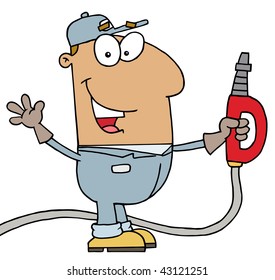 Hispanic Gas Attendant Man