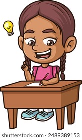 Hispanic girl doing homework vector illustration