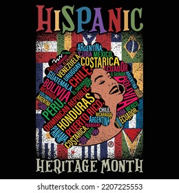 Hispanic Heritage Latina T Shirt Argentina, Colombia, Nicaragua, Cost Arica, El Salvador, Uruguay, Cuba Mexico, Shirt Print Template