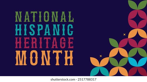 Hispanic heritage month. Abstract background design, retro style with text, geometry