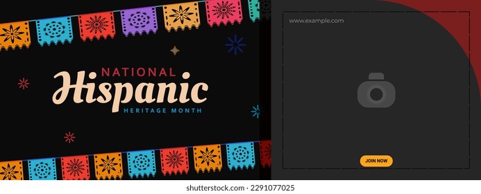 Hispanic heritage month. Abstract flag ornament banner design, colorful style with text, geometry