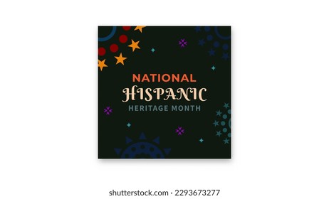 Hispanic heritage month. Abstract flag ornament social media design, colorful style with text, geometry