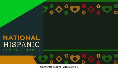 Hispanic heritage month. Abstract floral ornament background design, retro style with text, geometry