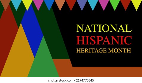 Hispanic heritage month. Abstract floral ornament background design, retro style with text, geometry