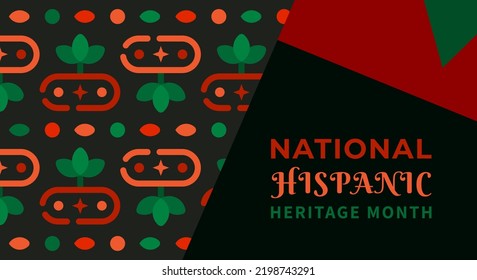 Hispanic heritage month. Abstract floral ornament background design, retro style with text