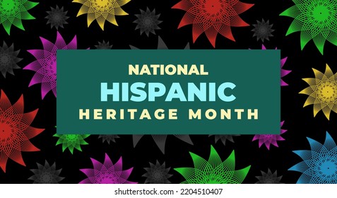 Hispanic heritage month. Abstract floral ornament background design, retro style with text