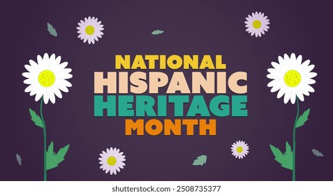 Mês da herança hispânica. Projeto de fundo de ornamento floral abstrato, estilo retro com texto