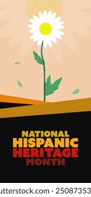 Hispanic heritage month. Abstract floral ornament banner design, retro style with text